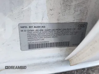 2022 Audi A3 Premium Plus with VIN WAUBUDGY4NA098920, listed as a IAAI auction lot 41331258 with 37,780 mi miles. Bid and sale history available at carsss.com. Image 9.
