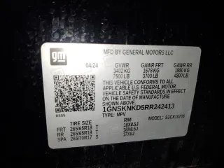 2024 Chevrolet Tahoe LT with VIN 1GNSKNKD5RR242413, listed as a Copart auction lot 88627415 with 26,352 mi miles and Clean Title. Bid and sale history available at carsss.com. Image 13.