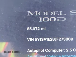 2018 Tesla Model S 75D with VIN 5YJSA1E28JF273809, listed as a IAAI auction lot 42029434 with 85,972 mi miles and . Bid and sale history available at DreamBid. Image 15.