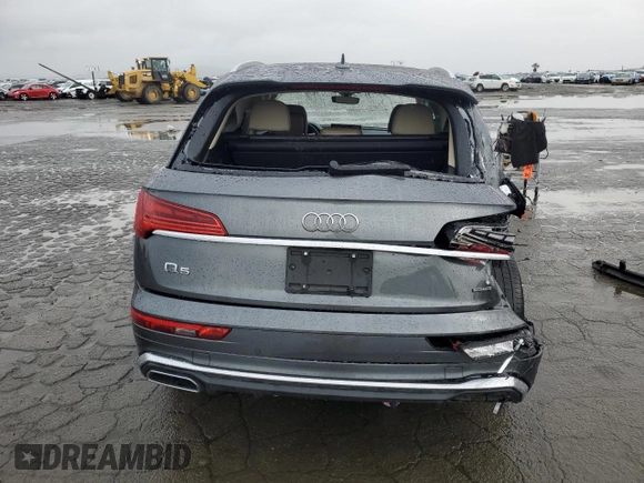 2022 Audi Q5 S line Premium with VIN WA1GAAFYXN2061344, listed as a Copart auction lot 49189535 with 50,007 mi miles and Salvage Title. Bid and sale history available at carsss.com. Image 6.