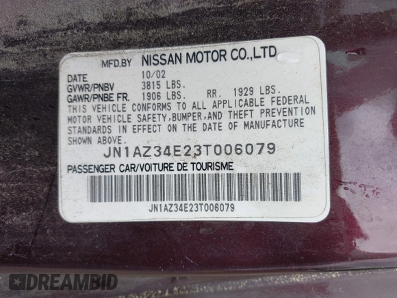 2003 Nissan 350Z Touring z VIN JN1AZ34E23T006079, wystawiony jako IAAI lot #42329365 z przebiegiem 188 290 mil mil oraz . Historia ofert i sprzedaży dostępna na DreamBid. Obrazek 9.