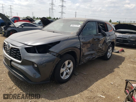 2021 Toyota Highlander Hybrid LE with VIN 5TDBBRCH2MS514881, listed as a Copart auction lot 66672734 with 56,155 mi miles and Salvage title. Bid and sale history available at DreamBid. Image 1.