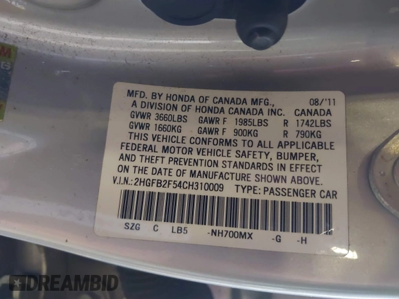2012 Honda Civic LX с VIN 2HGFB2F54CH310009, выставлен на аукционе IAAI как лот 41527505 с пробегом 87 991 миль миль и . История ставок и продаж доступна на DreamBid. Изображение 9.