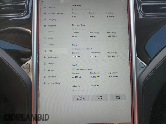2016 Tesla Model S 70 with VIN 5YJSA1E19GF147460, listed as a Copart auction lot 64068545 with 99,201 mi miles and Salvage title. Bid and sale history available at DreamBid. Image 9.