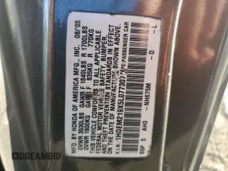 2005 Honda Civic EX with VIN 1HGEM219X5L077307, listed as a Copart auction lot 86781044 with 129,310 mi miles and Non Repairable. Bid and sale history available at carsss.com. Image 12.