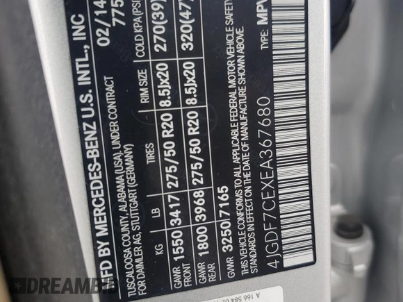 2014 Mercedes-Benz GL 450 with VIN 4JGDF7CEXEA367680, listed as a Copart auction lot 64773905 with 107,195 mi miles and Clean title. Bid and sale history available at DreamBid. Image 13.