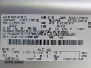 2017 Ford F-150 XL with VIN 1FTEX1EP9HKD81487, listed as a IAAI auction lot 42242265 with 130,276 mi miles and . Bid and sale history available at carsss.com. Image 9.