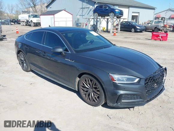 2018 Audi A5 Sportback Premium Plus with VIN WAUENCF53JA132769, listed as a IAAI auction lot 42037673 with 128,040 mi miles. Bid and sale history available at carsss.com. Image 1.