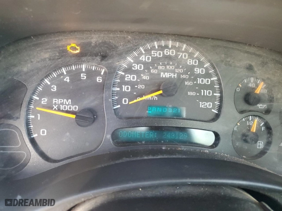 2005 Chevrolet Silverado 1500 Work Truck with VIN 1GCEC14X25Z197377, listed as a Copart auction lot 50087485 with 243,129 mi miles and Salvage Title. Bid and sale history available at carsss.com. Image 9.