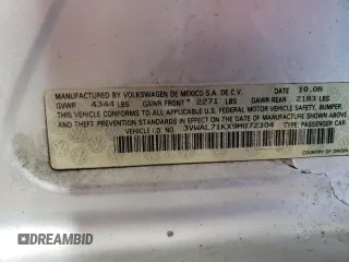 2009 Volkswagen Jetta z VIN 3VWAL71KX9M072304, wystawiony jako Copart lot #57027785 z przebiegiem 191 554 mil mil oraz Szkoda całkowita • Salvage title. Historia ofert i sprzedaży dostępna na DreamBid. Obrazek 12.