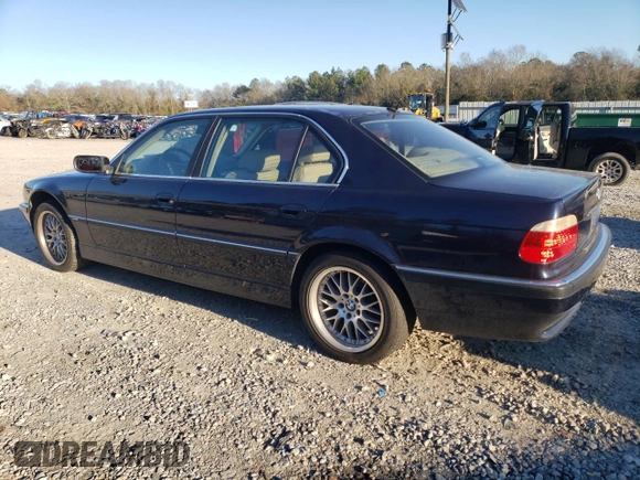 2001 BMW 7 Series 740iL with VIN WBAGH83491DP32753, listed as a Copart auction lot 41505025 with 0 mi miles and Clean Title. Bid and sale history available at carsss.com. Image 2.