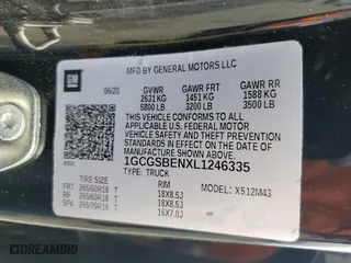 2020 Chevrolet Colorado 2WD Work Truck with VIN 1GCGSBENXL1246335, listed as a Copart auction lot 45099635 with 41,788 mi miles and Salvage Title. Bid and sale history available at carsss.com. Image 12.