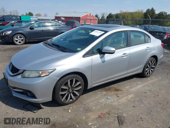 2015 Honda Civic Sedan EX-L with VIN 19XFB2F91FE055109, listed as a IAAI auction lot 42035796 with 199,557 mi miles. Bid and sale history available at carsss.com. Image 2.