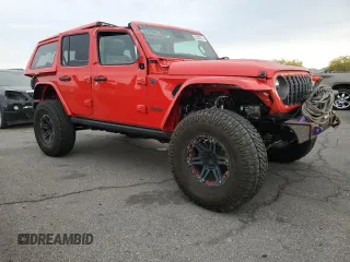 2024 Jeep Wrangler Rubicon X with VIN 1C4RJXFG5RW297553, listed as a Copart auction lot 85009074 with 838 mi miles and Salvage title. Bid and sale history available at DreamBid. Image 4.