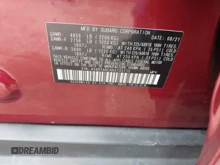 2022 Subaru Outback Limited with VIN 4S4BTANC8N3133115, listed as a IAAI auction lot 42012903 with 57,205 mi miles and . Bid and sale history available at DreamBid. Image 9.
