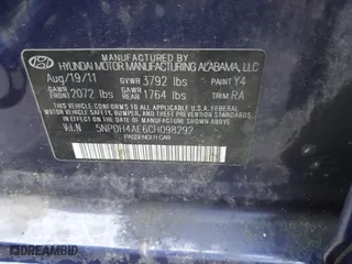 2012 Hyundai Elantra GLS with VIN 5NPDH4AE6CH098292, listed as a IAAI auction lot 41475661 with 94,083 mi miles. Bid and sale history available at carsss.com. Image 9.