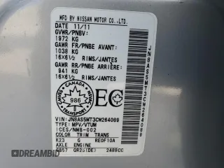 2012 Nissan Rogue S with VIN JN8AS5MT3CW264089, listed as a Copart auction lot 88095335 with 151,040 mi miles and Salvage Title. Bid and sale history available at DreamBid. Image 13.