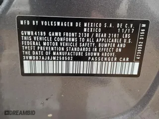 2018 Volkswagen Jetta 1.4T SE with VIN 3VWDB7AJ8JM258502, listed as a Copart auction lot 48209785 with 51,943 mi miles and Salvage Title. Bid and sale history available at carsss.com. Image 12.