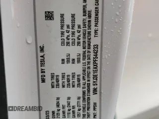 2023 Tesla Model 3 with VIN 5YJ3E1EAXPF544233, listed as a Copart auction lot 44790245 with 32,098 mi miles and Salvage title. Bid and sale history available at DreamBid. Image 14.