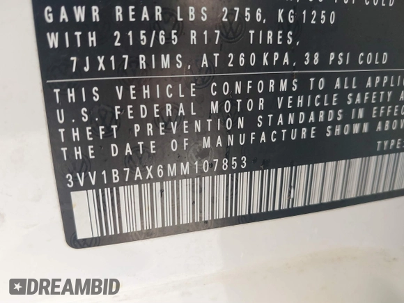 2021 Volkswagen Tiguan S с VIN 3VV1B7AX6MM107853, выставлен на аукционе IAAI как лот 41854767 с пробегом 67 569 миль миль и . История ставок и продаж доступна на DreamBid. Изображение 9.
