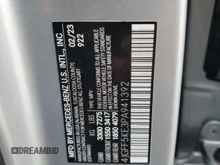 2023 Mercedes-Benz GLS 450 with VIN 4JGFF5KE3PA941392, listed as a Copart auction lot 53188645 with 28,411 mi miles and Salvage Title. Bid and sale history available at DreamBid. Image 14.