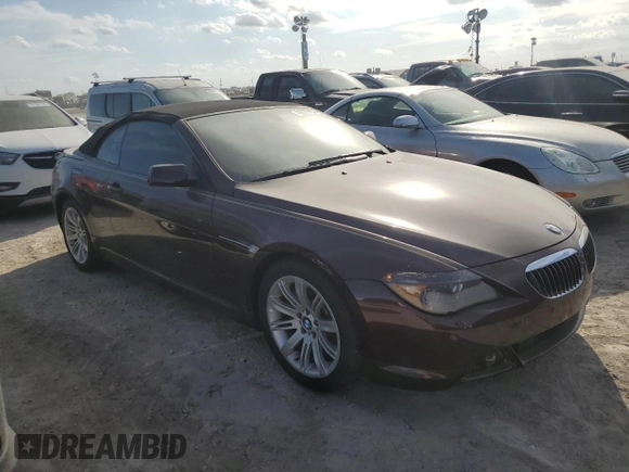 2007 BMW 6 Series 650i with VIN WBAEK13567CN80454, listed as a Copart auction lot 75070664 with 32,610 mi miles and Salvage Title. Bid and sale history available at carsss.com. Image 4.