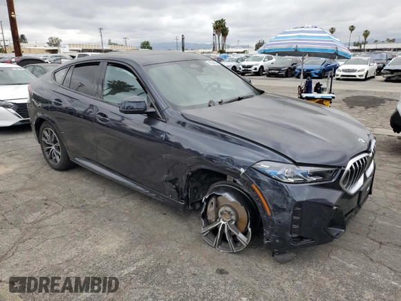 2025 BMW X6 xDrive40i with VIN 5UX33EX00S9W74119, listed as a Copart auction lot 53427535 with 20,282 mi miles and Clean Title. Bid and sale history available at carsss.com. Image 4.