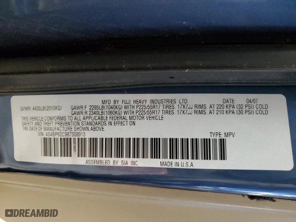 2008 Subaru Outback (Natl) Ltd with VIN 4S4BP62C987308913, listed as a Copart auction lot 76203574 with 152,852 mi miles and Salvage Title. Bid and sale history available at carsss.com. Image 15.