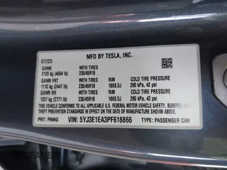 2023 Tesla Model 3 с VIN 5YJ3E1EA3PF618866, выставлен на аукционе IAAI как лот 42443617 с пробегом 25 203 миль миль и . История ставок и продаж доступна на DreamBid. Изображение 9.