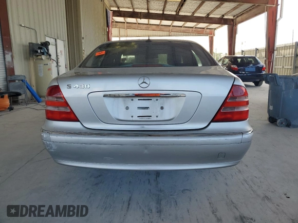 2002 Mercedes-Benz S 430 with VIN WDBNG70J22A278655, listed as a Copart auction lot 58589935 with Not provided miles and Salvage title. Bid and sale history available at DreamBid. Image 6.