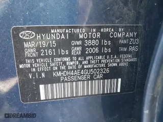 2016 Hyundai Elantra SE with VIN KMHDH4AE4GU502326, listed as a IAAI auction lot 41508061 with 109,661 mi miles. Bid and sale history available at carsss.com. Image 9.