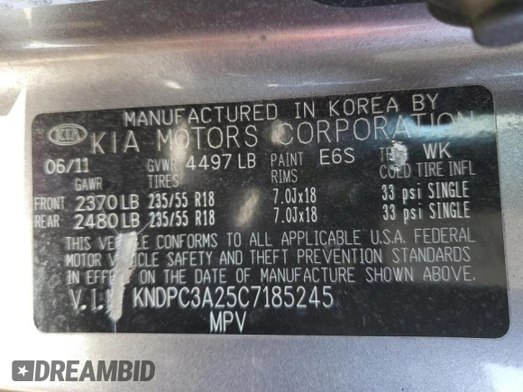 2012 Kia Sportage EX with VIN KNDPC3A25C7185245, listed as a Copart auction lot 46291275 with 199,980 mi miles and Non repairable. Bid and sale history available at DreamBid. Image 13.