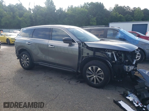 2025 Infiniti QX60 with VIN 5N1AL1ER4SC341441, listed as a Copart auction lot 56124485 with 5,975 mi miles and Salvage title. Bid and sale history available at DreamBid. Image 4.