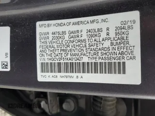 2019 Honda Accord EX-L z VIN 1HGCV2F51KA012427, wystawiony jako Copart lot #56748235 z przebiegiem 63 556 mil mil oraz Szkoda całkowita • Salvage title. Historia ofert i sprzedaży dostępna na DreamBid. Obrazek 12.