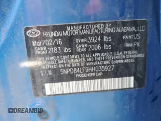 2017 Hyundai Elantra Limited z VIN 5NPD84LF9HH035927, wystawiony jako Copart lot #54408865 z przebiegiem 52 937 mil mil oraz Szkoda całkowita • Salvage title. Historia ofert i sprzedaży dostępna na DreamBid. Obrazek 12.