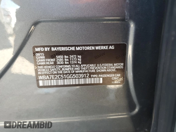 2016 BMW 7 Series 740i с VIN WBA7E2C51GG503912, выставлен на аукционе Copart как лот 47464895 с пробегом 160 322 миль миль и Списание • Salvage title. История ставок и продаж доступна на DreamBid. Изображение 12.