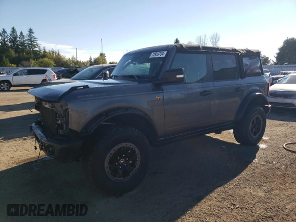 2022 Ford Bronco with VIN 1FMEE5DH1NLA78454, listed as a Copart auction lot 72933794 with 40,262 mi miles and Salvage Title. Bid and sale history available at DreamBid. Image 1.