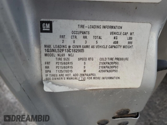 2003 Oldsmobile Alero GL1 z VIN 1G3NL52F13C182905, wystawiony jako Copart lot #77264384 z przebiegiem Nie podano mil oraz Szkoda całkowita • Salvage title. Historia ofert i sprzedaży dostępna na DreamBid. Obrazek 12.