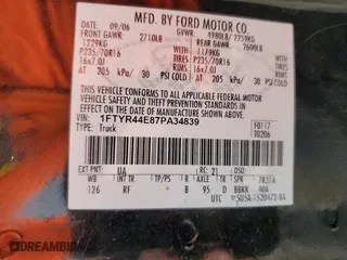 2007 Ford Ranger STX with VIN 1FTYR44E87PA34839, listed as a Copart auction lot 43004735 with 169,366 mi miles and Salvage Title. Bid and sale history available at carsss.com. Image 12.