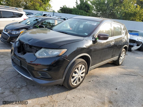 2015 Nissan Rogue S with VIN KNMAT2MV5FP527755, listed as a Copart auction lot 62995814 with 160,349 mi miles and Salvage Title. Bid and sale history available at carsss.com. Image 1.