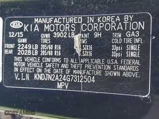 2016 Kia Soul with VIN KNDJN2A24G7312504, listed as a IAAI auction lot 41852223 with 19,160 mi miles. Bid and sale history available at carsss.com. Image 9.