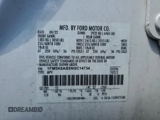 2022 Ford Police Interceptor Utility z VIN 1FM5K8AB5NGC14734, wystawiony jako Copart lot #55397525 z przebiegiem 43 026 mil mil oraz Szkody całkowita. Historia ofert i sprzedaży dostępna na DreamBid. Obrazek 13.