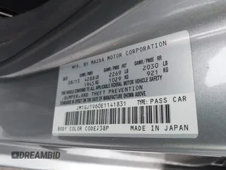 2014 Mazda 6 i Touring with VIN JM1GJ1V60E1141831, listed as a IAAI auction lot 42131200 with 86,597 mi miles and . Bid and sale history available at DreamBid. Image 9.