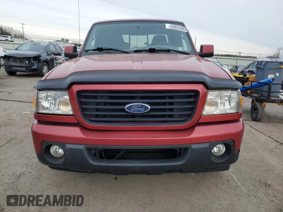 2009 Ford Ranger XLT with VIN 1FTYR44E89PA04193, listed as a Copart auction lot 43922605 with 75,675 mi miles and Salvage Title. Bid and sale history available at carsss.com. Image 5.