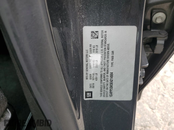 2014 Buick Verano with VIN 1G4PP5SK5E4214984, listed as a Copart auction lot 60299915 with 153,253 mi miles and Salvage title. Bid and sale history available at DreamBid. Image 12.