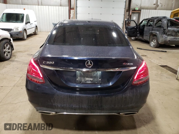 2018 Mercedes-Benz C 300 with VIN 55SWF4KB9JU259232, listed as a Copart auction lot 61559355 with 82,482 mi miles and Salvage title. Bid and sale history available at DreamBid. Image 6.