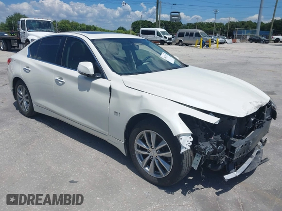 2016 Infiniti Q50 2.0t Premium with VIN JN1CV7AR3GM252349, listed as a IAAI auction lot 39425256 with 49,767 mi miles. Bid and sale history available at carsss.com. Image 1.
