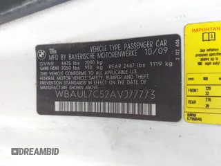 2010 BMW 1 Series 128i with VIN WBAUL7C52AVJ77773, listed as a IAAI auction lot 42146261 with 91,777 mi miles and . Bid and sale history available at carsss.com. Image 9.