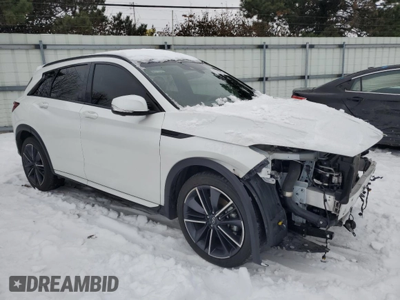 2023 Infiniti QX50 Sport with VIN 3PCAJ5FB0PF111649, listed as a Copart auction lot 87419134 with 21,612 mi miles and Salvage Title. Bid and sale history available at DreamBid. Image 4.