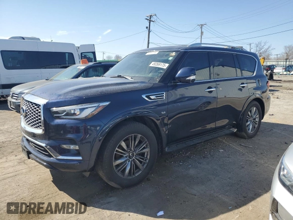 2020 Infiniti QX80 Luxe z VIN JN8AZ2NE2L9255411, wystawiony jako Copart lot #49269175 z przebiegiem 133 544 mil mil oraz Czysty tytuł • Clean title. Historia ofert i sprzedaży dostępna na DreamBid. Obrazek 1.